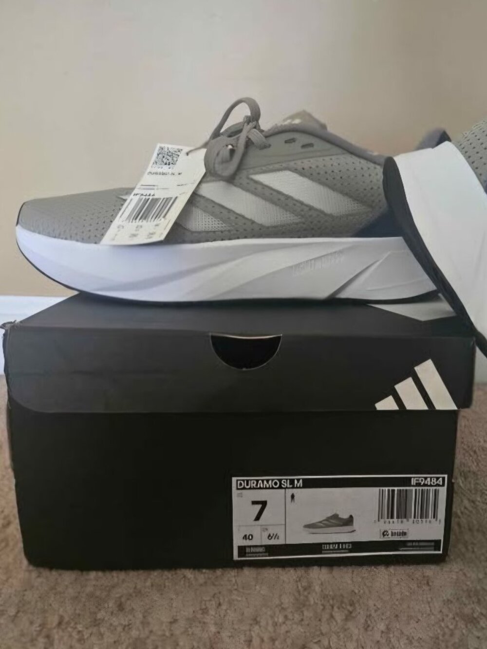 Adidas Duramo SL Men's Running Shoes - Gray & Navy SIZE 7